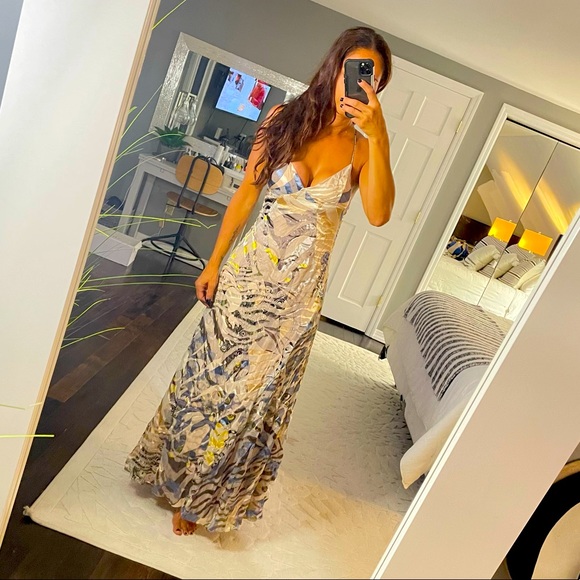 Just Cavalli Dresses & Skirts - Roberto Cavalli Just Cavalli gorgeous strappy gown dress size 38 blue yellow